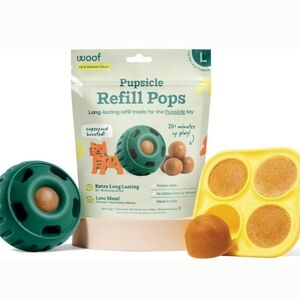 Woof Starter Pack Pupsicle Dog Toy Small, Silicone Mold & Peanut-Chicken Treats